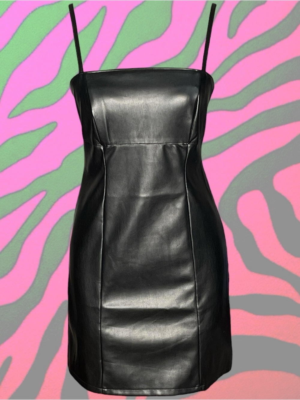 little black leatherette mini dress